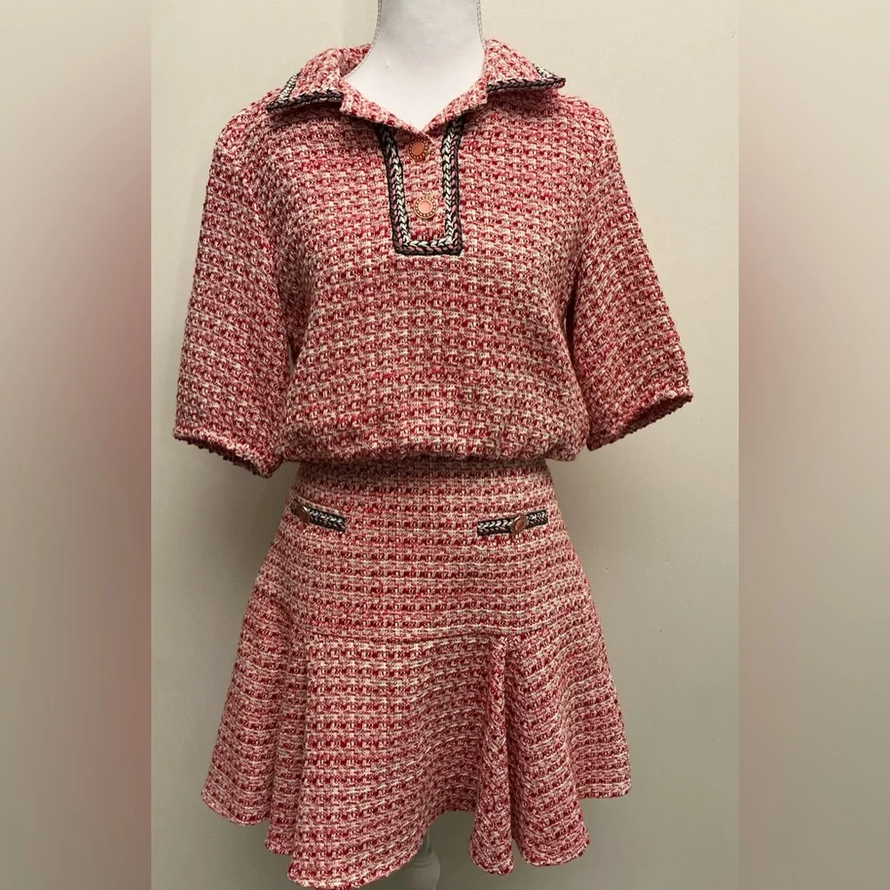 MAJE SET Pink Tweed Top & Skirt! - Picture 5 of 13